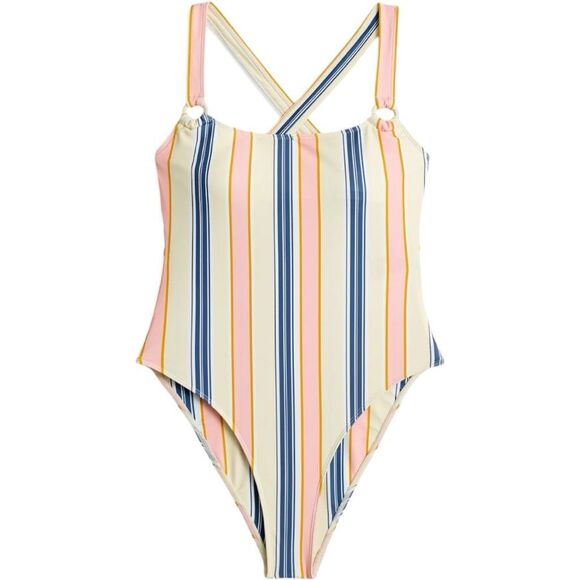 Madewell x OOKIOH Costa One-Piece Swimsuit in Cabana Stripe Size S Vacation - Picture 1 of 10
